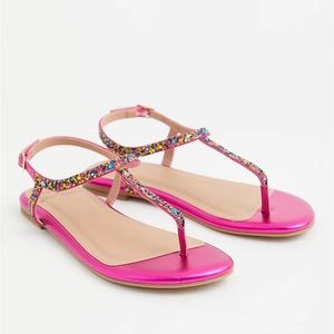 Torrid x Betsey Johnson Magenta Rainbow t-strap sandal